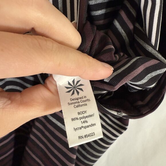 Athleta leggings Women's medium Purple Pink Striped Pull On High Rise - Picture 5 of 10
